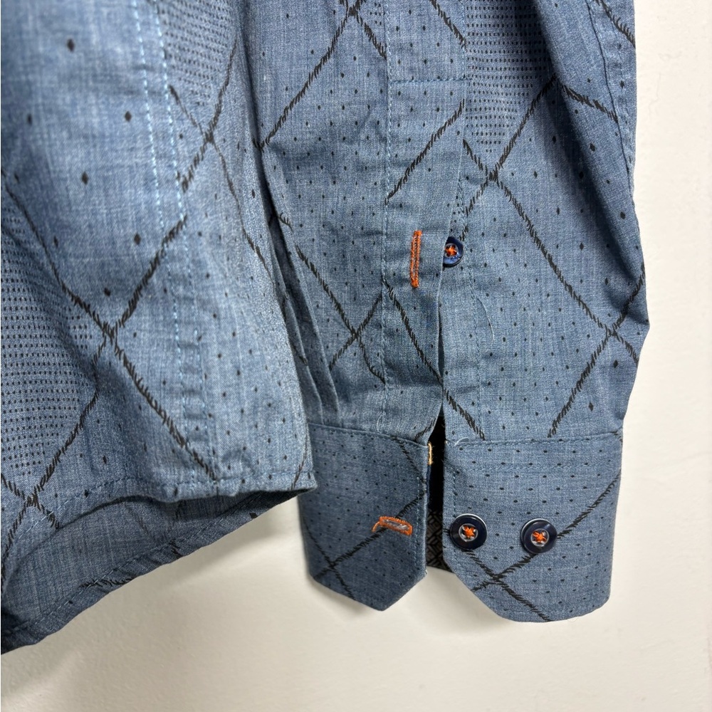 Point Zero Blue/Grey Checkered Button-Down Shirt Size XXL - Neck 17.5-18 - Picture 4 of 6